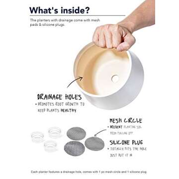 LE TAUCI Plant Pots, Large Planter Ceramic, 8.3+6.3+4.5 inch Pots for Plants with Drainage Holes, Ga...