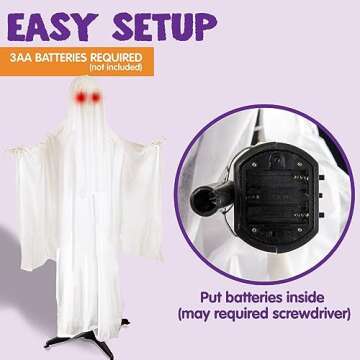 JOYIN 67" Halloween Decorations Outdoor Life Size Animatronics Ghost Decor, Sound-Actived Halloween Party Decoration with Creepy Sound, Scary Haunted House Props for Garden Yard Lawn Outside Indoor