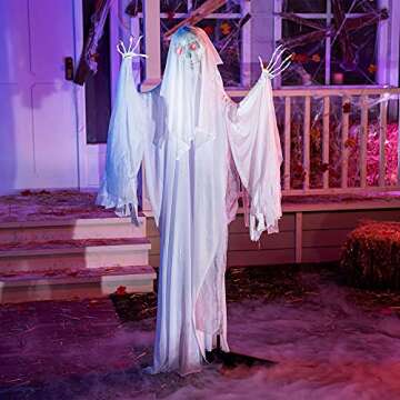 JOYIN 67" Halloween Decorations Outdoor Life Size Animatronics Ghost Decor, Sound-Actived Halloween Party Decoration with Creepy Sound, Scary Haunted House Props for Garden Yard Lawn Outside Indoor