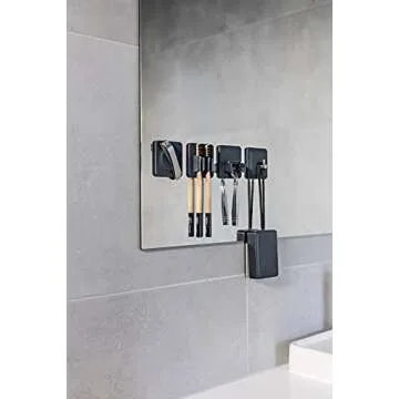 Tooletries - The 4-in-1 Tile Series - Secure Holders, Silicone Toiletry Organizer, Shower & Bathroom Accessory - Features Silicone-Grip Technology, Removable & Reusable - Charcoal