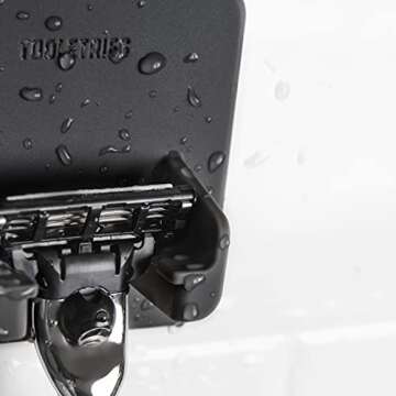 Tooletries - The 4-in-1 Tile Series - Secure Holders, Silicone Toiletry Organizer, Shower & Bathroom Accessory - Features Silicone-Grip Technology, Removable & Reusable - Charcoal