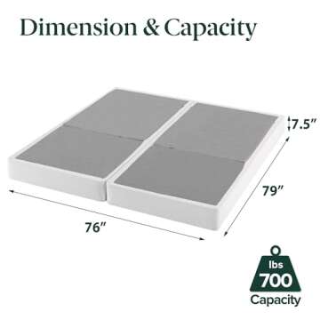 ZINUS 7.5 Inch Box Spring with Cover, No Assembly Mattress Foundation, Sturdy Metal Structure, Split...