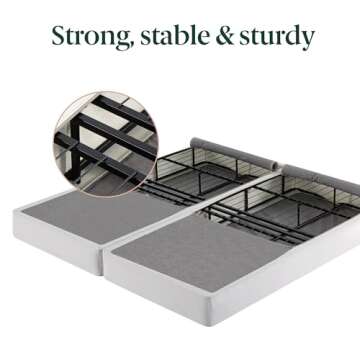 ZINUS 7.5 Inch Box Spring with Cover, No Assembly Mattress Foundation, Sturdy Metal Structure, Split Cal King, White