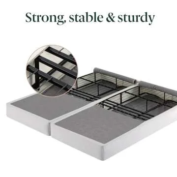 ZINUS 7.5 Inch Box Spring with Cover, No Assembly Mattress Foundation, Sturdy Metal Structure, Split Cal King, White