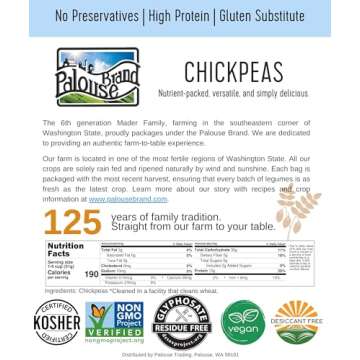 Certified Glyphosate Residue Free Chickpeas | Garbanzo Beans | 5 LBS | Family Farmed in Washington State | Non-GMO Project Verified | Kosher Parve | USA Grown | Field Traced | Burlap Bag