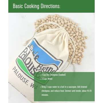 Certified Glyphosate Residue Free Chickpeas | Garbanzo Beans | 5 LBS | Family Farmed in Washington State | Non-GMO Project Verified | Kosher Parve | USA Grown | Field Traced | Burlap Bag