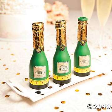Mini Champagne Confetti Party Poppers (set of 12 spring activated bottles) Wedding and New Years Par...