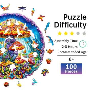 Jigfoxy Wooden Puzzles for Adults, Magical Mushrooms Wood Puzzles Adult, Unique Animal Shape Wooden ...