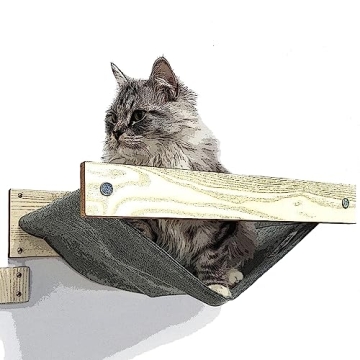 HeyKitten 17" Cat Wall Hammock for 2x4 Stud Mount, Floating Kitten Shelf, DIY Suspension Kitty Perch...