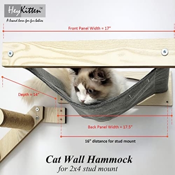 HeyKitten Cat Wall Hammock - Sturdy & Stylish Perch