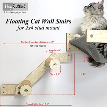HeyKitten Cat Wall Hammock - Sturdy & Stylish Perch