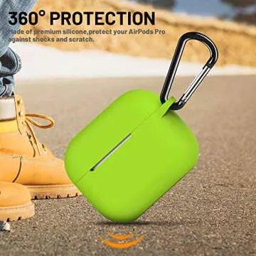 ATUAT for AirPods Pro 1st/2nd Generation Case Cover, Protective Silicone Skin Accessories with Keychain for Women Men for Apple AirPods Pro 2019/2022 Charging Case,Front LED Visible-Light Green