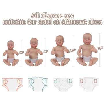 SCOM 4 PCS Baby Doll Diapers Baby Doll Accessories Sets Sized for 14-18 inch American Reborn Baby Do...
