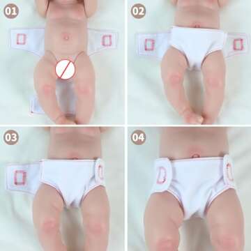 SCOM 4 PCS Baby Doll Diapers Baby Doll Accessories Sets Sized for 14-18 inch American Reborn Baby Dolls,Realistic Baby Dolls, for Kid Age 3+ (Diapers)