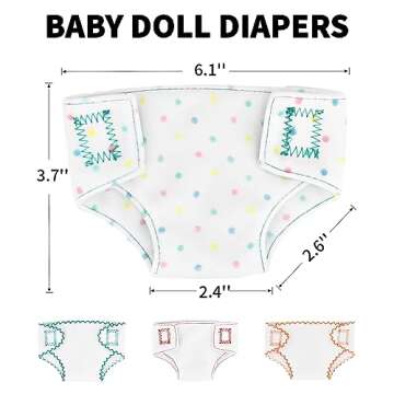 SCOM 4 PCS Baby Doll Diapers Baby Doll Accessories Sets Sized for 14-18 inch American Reborn Baby Dolls,Realistic Baby Dolls, for Kid Age 3+ (Diapers)