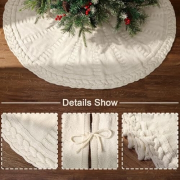 LimBridge 48 Inches Knitted Christmas Tree Skirt - Rustic Decor
