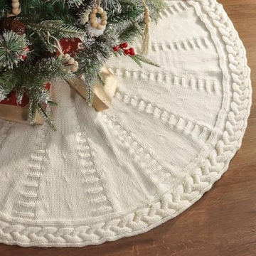 LimBridge 48 Inches Knitted Christmas Tree Skirt - Rustic Decor