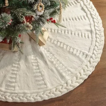 LimBridge 48 Inches Knitted Christmas Tree Skirt - Rustic Decor