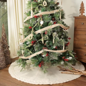 LimBridge 48 Inches Knitted Christmas Tree Skirt - Rustic Decor