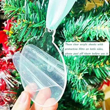 20Pcs 3 Inch Clear Blank Acrylic Christmas Ornaments 2024 Unfinished Round Acrylic Christmas Hanging Ornaments for Christmas Tree Decoration DIY Craft