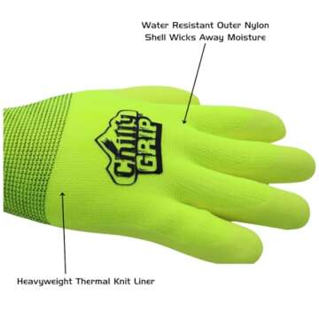 Chilly Grip A319 Yellow Water Resistant Gloves for All Weather, Large Size