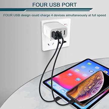 USB Charger Cube, Wall Charger Plug, AILKIN 4.8A 4-Muti Port USB Adapter Power Plug Charging Station Box Base Replacement for iPhone 15 14 13 12 11 Pro Max/X/8, iPad, Samsung Phones USB Charging Block
