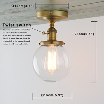 PERMO Semi Flush Mount Ceiling Light with Elegant Glass Shade