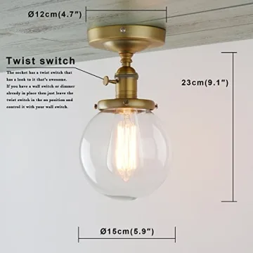 PERMO Semi Flush Mount Ceiling Light with Elegant Glass Shade