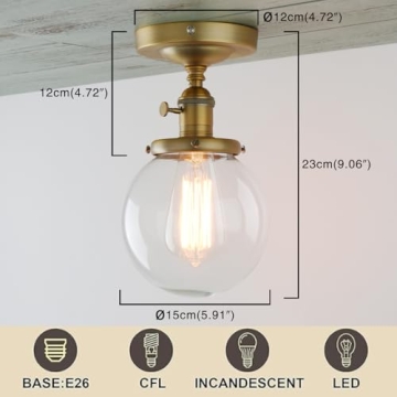 PERMO Semi Flush Mount Ceiling Light with Elegant Glass Shade