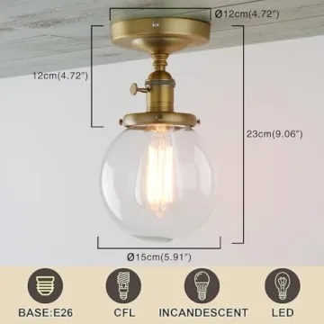 PERMO Semi Flush Mount Ceiling Light with Elegant Glass Shade