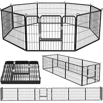 OFIKA Heavy Duty Metal Dog Playpen - 8 Panel Pet Exercise Pen for Indoor & Outdoor Use