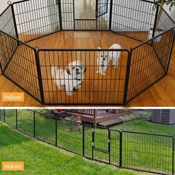 OFIKA Metal Dog Playpen 8 Panel Pet Exercise Pen Indoor Outdoor