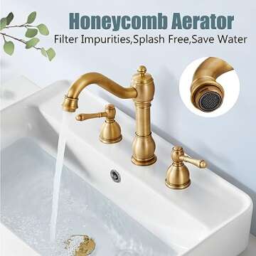 Aolemi Antique Brass 8 Inch Widespread Bathroom Sink Faucet Double Lever Handle 3 Hole Deck Mount Va...