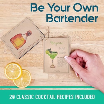 Complete Mixology Bartender Kit with Wood Stand and Recipe Cards