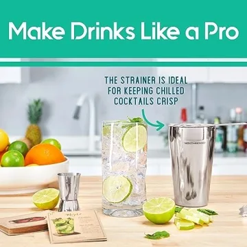 Complete Mixology Bartender Kit with Wood Stand and Recipe Cards