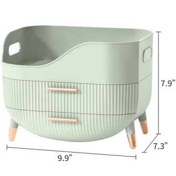 Pajiriona Makeup Organizer with Drawers,Skincare Organizer for Vanity,Storage Box with Handle,Large Cosmetic Display case for Dresser, Bathroom Countertop