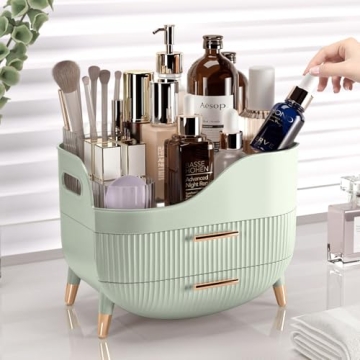 Pajiriona Makeup Organizer with Drawers,Skincare Organizer for Vanity,Storage Box with Handle,Large Cosmetic Display case for Dresser, Bathroom Countertop
