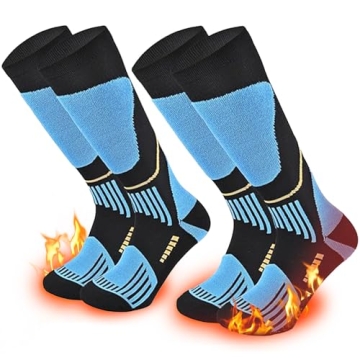 COOPLUS 2 Pairs Ski Socks: Compression Knee High for Cold Weather and Outdoor Sports