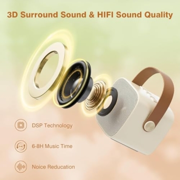 Portable Karaoke Speaker with 2 Microphones for All Ages