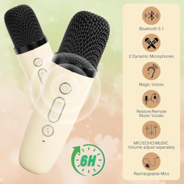 Portable Karaoke Speaker with 2 Microphones for All Ages