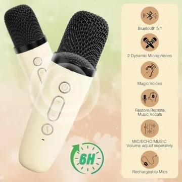 Portable Karaoke Speaker with 2 Microphones for All Ages