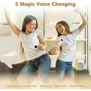 Portable Karaoke Speaker with 2 Microphones for All Ages