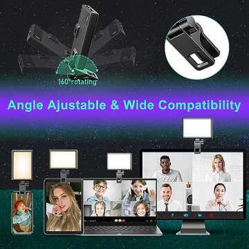 Selfie Light with Clip and Adapter for Phone and Camera-Ideal for TikTok, Selfie, Video Conference-Compatible with iPhone,Android,iPad,Laptop, Rechargeable LED Light for Photos and Videos