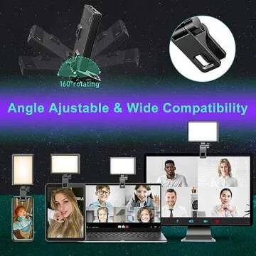 Selfie Light with Clip and Adapter for Phone and Camera-Ideal for TikTok, Selfie, Video Conference-Compatible with iPhone,Android,iPad,Laptop, Rechargeable LED Light for Photos and Videos