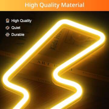 XIYUNTE Neon Sign Lightning Bolt Neon Light Sign for Wall Decor, USB or Battery Powered Warm White Led Lightning Bolt Neon Signs for Bedroom, Kids Room, Living Room, Bar, Party, Christmas, Wedding