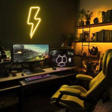 XIYUNTE Neon Sign Lightning Bolt Neon Light Sign for Wall Decor, USB or Battery Powered Warm White Led Lightning Bolt Neon Signs for Bedroom, Kids Room, Living Room, Bar, Party, Christmas, Wedding