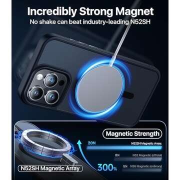 Aulofe Strong Magnetic for iPhone 15 Pro Case, [Compatible with MagSafe] [Military-Grade Drop Tested] Shockproof Protective Slim Thin Translucent Matte Cover for iPhone 15 Pro Phone Case, Black