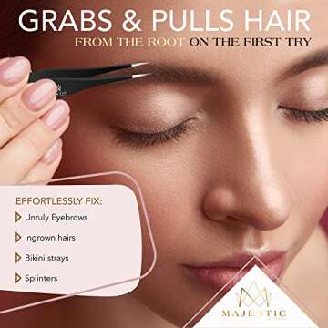 Surgical Tweezers for Ingrown Hair - Precision Sharp Needle Nose Pointed Tweezers for Splinters, Ticks & Glass Removal - Best for Eyebrow Hair, Facial Hair Removal(1 pack pointed, black)