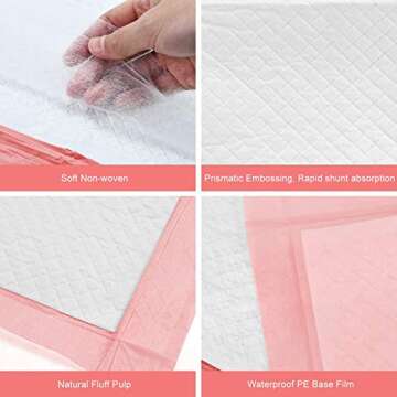 Rocinha Disposable Changing Pads for Baby Disposable Underpads Waterproof Diaper Changing Pad Breath...