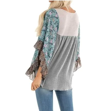 Floral Batwing Blouse for Women - CASURESS Style